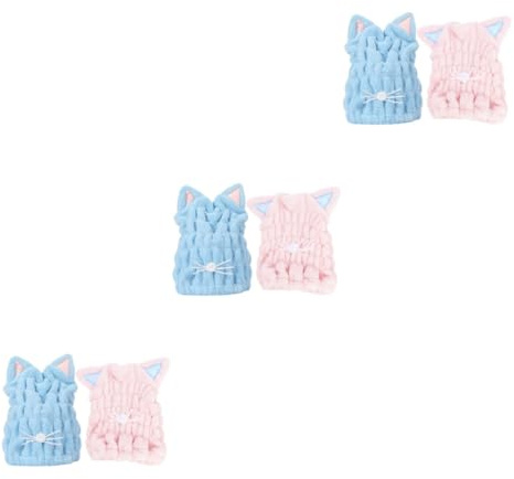 Baluue 6stücke Katzenohren Haartrockentücher Ultra-absorbierend Und Schnell Trocknend Für Zuhause Und Badezimmer Blau