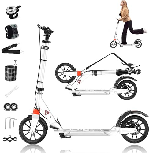 Cityroller Roller für Erwachsene bis 150kg Verstellbar Scooter Robuste Konstruktion 230mm Räder Stoßdämpfende ShockResist-Technologie Hinterradbremse rutschfest ABEC 9
