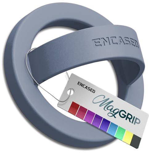Encased Magnetic Phone Grip Holder (Compatible with MagSafe) Thin Silicone Finger Loop Ring for iPhone (Stormwash Blue)