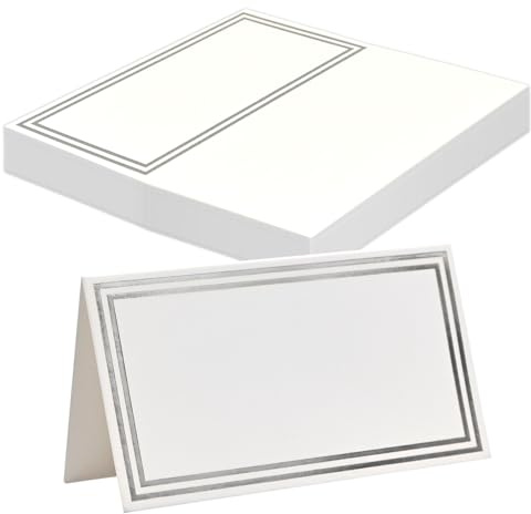 LICQIC Wedding Place Cards, Name Tags for Table Setting, 25 Pcs Silver Edge