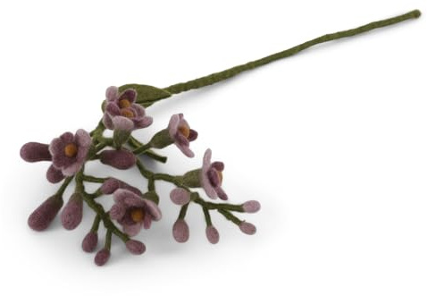 Gry & SIF Zweig, Blütenzweig, 60cm künstlicher Blumenzweig, Fairtrade, Handmade, Filzblumen, Frühlingsblumen, Nachhaltige Wohnaccessoires, Blumenzweig Filz (Dusty Purple)