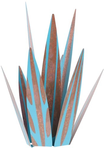 YARNOW Decoración de Agave Artificial de Hierro, Adorno de Jardín Acabado Envejecido Azul, para Sala de Estar u Oficina