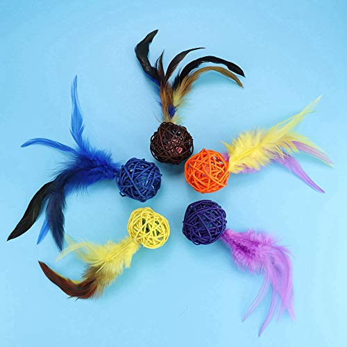 Jouets de Chat avec Cloches, Jouet de Plume de Chat avec Anneaux de Plumes Cloche 5pcs pour Animat