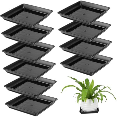 INOOMP Bandeja Color Negro de Plástico Cuadrada Resistente al Calor y Protege Superficies para Macetas de Plantas y Bonsáis para Uso Interior y Exterior