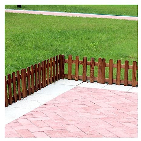 BTYQKZVPM Bordure da giardino in legno, Ringhiera decorativa flessibile for cortile, bordatura fai da te for esterni(Brown,50x50cm/16pcs)