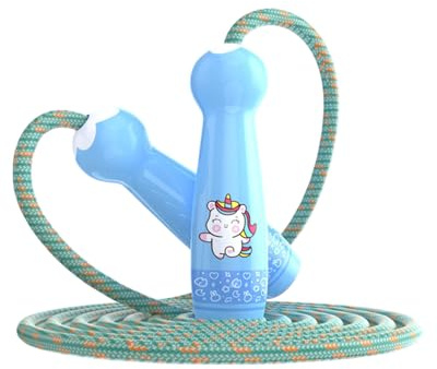 JUKOTA Corda per Saltare Regolabile per Bambini,Corda per Saltare da 260 CM Lunghezza con Impugnatura a Forma Cartone Animato,per Ragazzi,Ragazze,Fitness,Allenamento,Giochi(Blu)