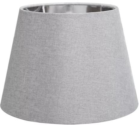 Sinta 9 Lampenschirme Modern Tapered Lampenschirm Ersatz Grau Gewebe Einfacher Stil Lichtschattierung Mit Silber Futter für E27/E14 Tischleuchte/Wandleuchte