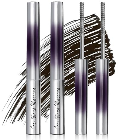 2 Pcs Metal Mascara Noir, Iron Wand Mascara,mascara Waterproof, Washable MetalMascara, Non-Clumping, Long Lasting, Smudge-Proof, Volume & Longueur