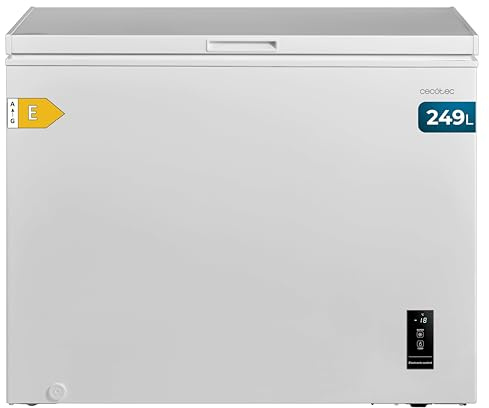 Cecotec Congelador Horizontal 249L Bolero CoolMarket Chest 249P White E. Cesta con Asas, Control Electrónico LED, UltraContact D-Cool, Dual Function, Puerta ZeroG (80º-30º), Fast Freezing, Compacto