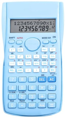 VBESTLIFE Calculatrice Scientifique, 240 Fonctions Calculateur Multifonction à 12 Chiffres à 12 Chiffres avec Couverture Dure Coulissante pour Le Collège du Lycée (Blue)