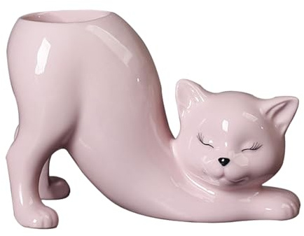 Katzen-Übertopf – Stilvolle Desktop-Kätzchen-Vase, schnurrender, kreativer Ornament-Behälter, Hydrokultur-Blumenhalter, dekorativer Sukkulentententententopf | Katzen-Übertopf für Garten, Zuhause