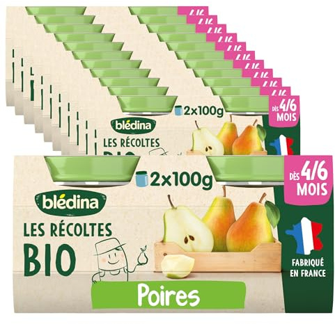 Blédina - Les Récoltes Bio, Poires, Dès 4/6 mois, 24x100g