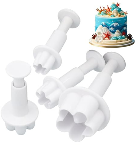 Zahoken Étoile Fleuriste à Fondant | 4 Pièces Moule Décoratif pour Fleurs en Fondant,Emporte-pièce à Piston pour Pâtisserie Décoration - Pâtisserie Noël
