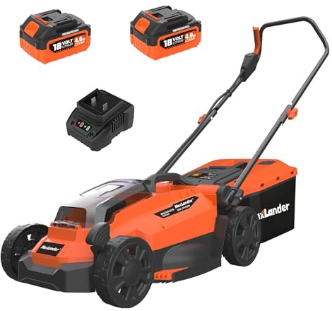 Maxlander Cordless Lawnmower,33cm Electric Lawn Mower with Brushless Motor,5-Position Height Adjustment, 36V (2x18V) 4.0Ah Battery and Charger Included