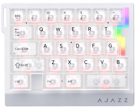 AJAZZ AK029 Wired Magnetic Switch One-Handed Gaming Keyboard, Hall Effect Rapid Trigger Mechanical Keypad, SOCD & DKS, 8KHz Polling Rate, 29 Keys Hot-Swappable Mini Keyboard for FPS Gamers, PC, Clear