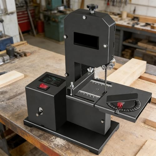 UORDBY Sierra de Cinta de sobremesa Profesional, máquina de Corte Vertical, Profundidad de Corte: 90 mm/3,5 Pulgadas, para carpintería, hogar, Estudio y Bricolaje