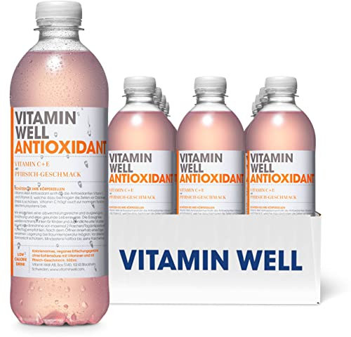 Vitamin Well Vitamin Wasser mit geschmack - Vitamin C, Vitamin D, Zink - funktionelles und kalorienarmes Getränk, angereichert mit funktionellen Inhaltsstoffen-12 x 500ml inkl.Pfand (Antioxidant)