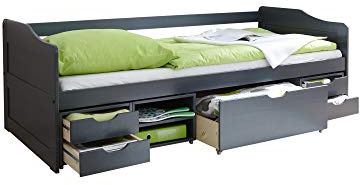 Sofabett Funktionsbett mit Schubkasten Marlies Kiefer massiv Grau
