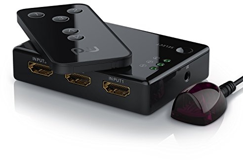 CSL - 4k HDMI Switch 3 Port HDMI Umschalter - 3D CEC - 36 Bit Deep Color - Full HD 1080p Ultra HD 2160p Auflösung bis 4k bei 30Hz