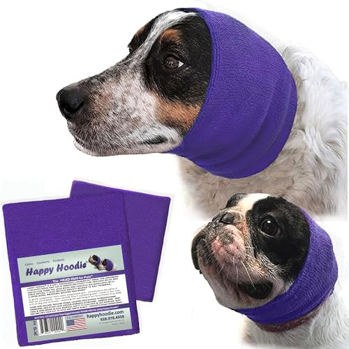 Original Happy Hoodie för hundar och katter – sedan 2008–2-pack (1 liten, 1 stor) – mirakelverktyget för pälsvård och torkning av ångest och lugnande hundar