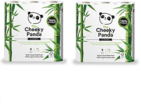 The Cheeky Panda | Natural Bamboo Toilet Tissue | 18 Pack 2 x 9 Rolls