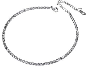 Richsteel Chaîne Cheville Femme Acier Inoxydable Bracelet Cheville Chaine Maille 3mm Corde Réglable 23+5 cm Bijoux pour Pied Vacance l'Été Plage la Mer pour Femmes Fille
