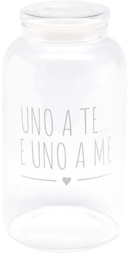 NUVOLE DI STOFFA Contenitore Biscottiera Vetro Uno A Me Uno A Te 2300 ml 13x23,5