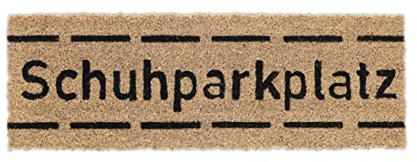 Relaxdays Fußmatte Kokos, Schuhparkplatz, 75x25 cm, Natur | schmaler Türvorleger, innen & außen, rutschfest, wetterfest