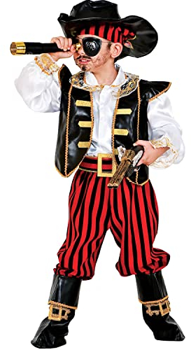 Krause & Sohn Piraten Kostüm Seeräuber Philippe Deluxe inkl. Zubehör für Kinder Gr. 104-128 Fasching mit Fernrohr & Pistole (104)