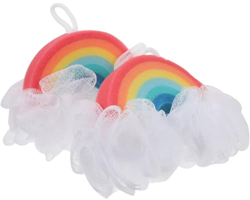 HOMSFOU Regenbogen-Duschschwamm 2Er Set Badeschwamm Für Kinder Und Babys Sanfter Peelingschwamm Für Körperpflege Weiche Schrubbwirkung Für Dusche Und Baden