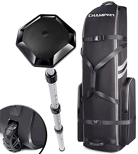 CHAMPKEY Hochwertige, weich gepolsterte Golf-Reisetasche mit Anti-Aufprall-Stützsystem, 1200D Oxford-Gewebe, Golf-Reisetasche (Reisetasche mit schwarzer Stützstange)