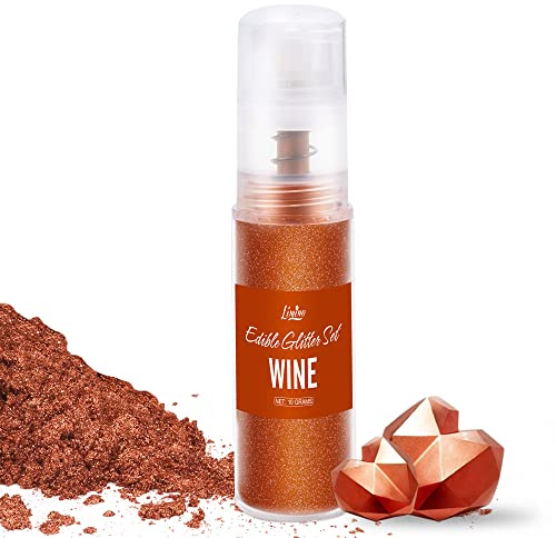 Essbarer Glitzer - 10g Essbarer Glitzerpulver Glitzerstaub in Sprühflasche für Getränke, Kuchen - Metallisch Glitzerpuder Lebensmittelfarbe Pulver zum Cocktails, Wein, Fondant, Keksen (Wein)