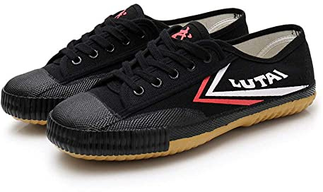 VEACAM Unisexe Martial Arts Chaussures Non-Slip Kung Fu Tai-Chi Entraîneurs Enfants Adultes Wushu Chaussures Toile Entraînement Quotidien Exercices Chaussures,Noir,39