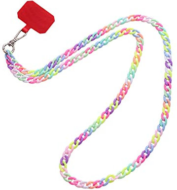 JAWSEU Universale Bunte Perlen Handykette Taschenkette, Bunte Schlüsselband Kette Handy Lanyard Handyband Schlüsselkette Telefon Perlenkette Schmuck für Handy Tasche