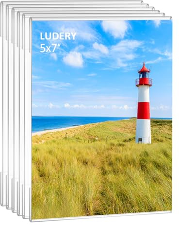 Ludery 5x7 Acrylic Picture Frame,Set of 6,Clear Photo Frame Display 5x7 Pictures, Wall Mounted Clear Photo Frame Display Pictures for Home, School, Office
