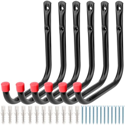 Ganci da parete per garage, 17 cm, resistenti, per organizzare attrezzi da giardino, scale, bici