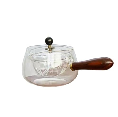 360 Tea Maker Glass Pot 16.9oz/500ml Gongfu Teapot with 360 Rotation Tea Maker Stove Safe Removable Filter Liner for Scattered Leaves (Color : Clear)