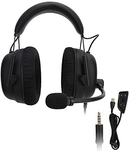 Tosuny Casque de Jeu pour PC, Casque avec Micro, Microphone Rotatif à 360 Degrés, écouteur Stéréo 7.1 avec Son Surround Virtuel pour PC Portable, Plug and Play (Black)