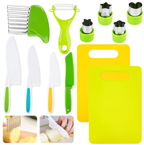 SUPRROW Coltelli Da Cucina per Bambini 12 Pezzi Coltelli Bambini per Tagliare 2 Anni, Set Coltello Montessori Coltelli Di Sicurezza per Tagliare E Cuocere Frutta O Verdura Reale Set