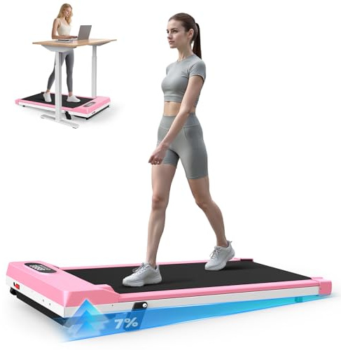 Dskeuzeew Laufband Walking Pad mit Neigung - Laufbänder für Zuhause Büro Steigung Schreibtisch Laufpad Laufgerät Elektrisch Walkpad Gehband Laufpad Treadmill (Rosa)