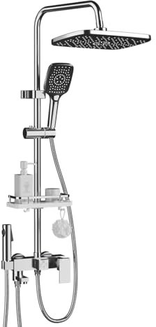 BiaoTeng Colonne De Douche Fixation Murale Réglable, laiton, Ensemble De Douche Mural, Ensemble De Douche Mural Mitigeur De Douche Avec Douchette chrome