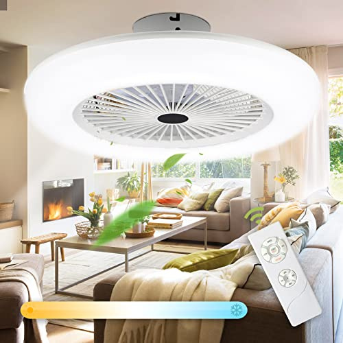 Vkechh Ventilateur Plafond avec Lumiere et Telecommande Silencieux 55cm 80W Plafonnier Ventilateur de Plafond Dimmable 3 Vitesses vent Timing Lustre Ventilateur pour Chambre à coucher,salon