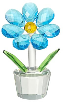 Cosiesnest Figura de Cristal Colección de Flores de Ensueño - Adorno de Girasol para Decoración de Mesa del Hogar (Azul)