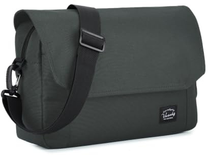VASCHY Lightweight Messenger Bag for Men, Medium Classic Crossbody Bag for Men, Casual Daypack Men Bag for Men Travel or Gift, Gray