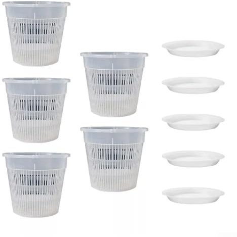 LVYXON Lot de 5 pots à orchidées transparents en plastique avec trous, 12 x 14 cm, pots pour rempotage