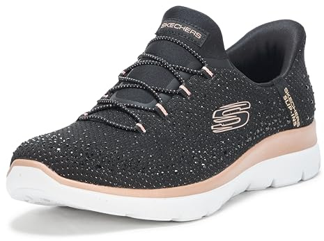 Skechers Womens Slip Ins: Summits Diamond Dream Runners Black/Rose Gold 6 UK
