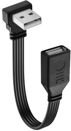 JSADZKJ 90 Grad USB 2.0 Kabel USB A Männlich zu Weiblich flaches kurzes Kabel Unterstützung zum Aufladen/Übertragen Abwärtswinkel Type -A Verlängerungskabel für Laptop,Tastatur,Drucker-15cm