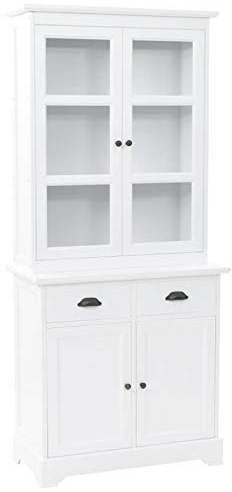 Sufrk Vitrinenschrank Anrichte mit 4 Türen MDF Kiefer 80x40x180 cm VitrinenschräNke Cabinet Wohnzimmerschrank