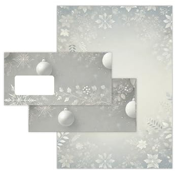 Briefpapier Weihnachten Weihnachtsbriefpapier mit Umschlag Umschlägen mit Fenster Weihnachtspapier A4 für Kunden (25 Blätter + 25 Umschläge)