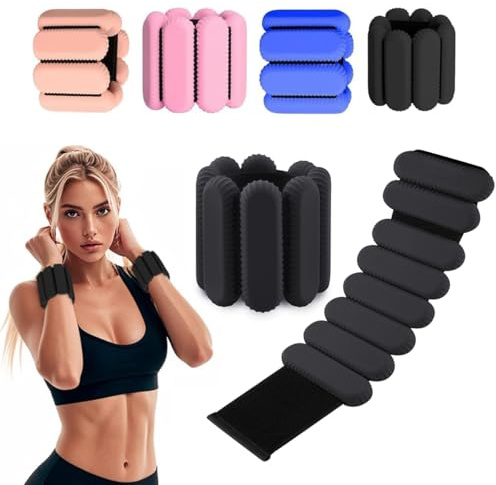 ibforcty 2PCS Adjustable Wrist Weights Ankle Weights Set for Exercise Walking Jogging Yoga Aerobics Pilates Weight-Bearing Bracelet Fitness Wristband (Black)